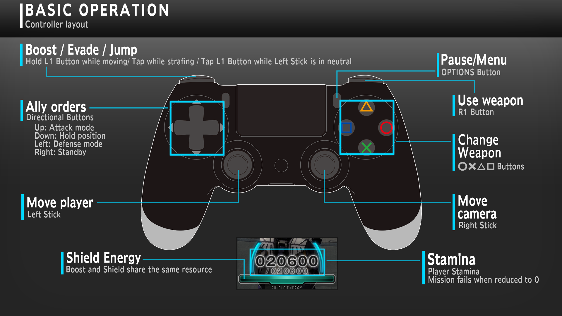 Controls Page PS4